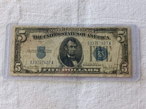 Series of 1934 D $5 Blue Seal Silver Certificate