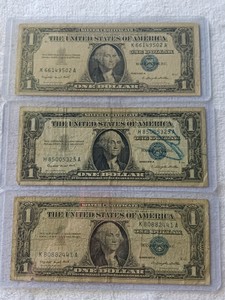 Lot of (3) Series 1957 A $1 Blue Seal Silver Certificates