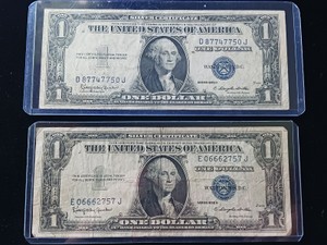Lot of (2) Series 1935 H $1 Blue Seal Silver Certificates