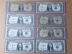 Lot of (8)  1935A Vintage United States $1 Silver Certificates - Blue Seal Notes