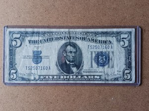 Series 1934D $5 Silver Certificate - Blue Seal United States Banknote