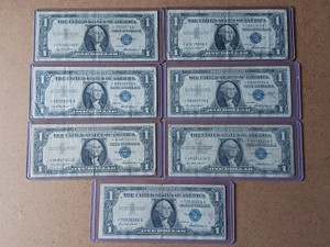 Lot of (7) Series 1935 & 1957 $1 Silver Certificates - Blue Seal Notes - ALL OF THEM ARE STAR NOTES