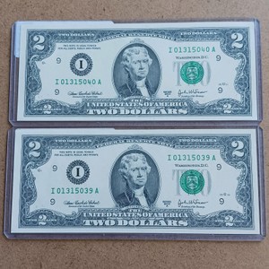 Sequential Pair of Vintage Series 2003A $2 Federal Reserve Notes - Minneapolis (I)