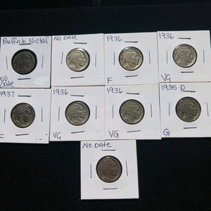 Lot of (9) Buffalo Nickels from the mid-1930s