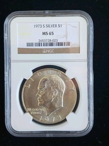 1973-S Eisenhower Silver Dollar $1 - NGC MS65