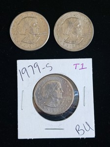 Collection of (3) 1979 Susan B. Anthony $1 Coins - Includes 1979-S Type 1 Proof