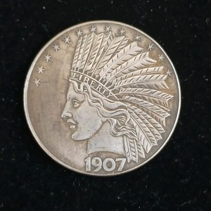 1907 Indian Head Gold-Tone Commemorative Tribute Round  Copy Coin
