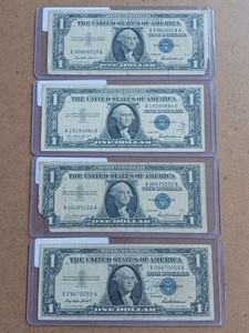 Collection of (4) Vintage Series 1957 $1 Silver Certificates - Blue Seals
