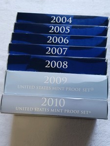 Lot of (7) United States Mint Proof Sets - Consecutive Years 2004 through 2010