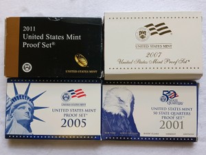Lot of (4) United States Mint Proof Sets - Mixed Years 2001, 2005, 2007, 2011