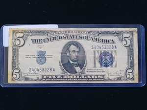 Vintage Series 1934 D $5 Five Dollar Bill - Blue Seal Silver Certificate