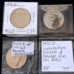 Lot of (3) Kennedy Half Dollars with errors