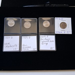 4-Coin Jefferson Nickel Variety & Error Lot 1984-D DDR, 1989-D Counter Clash, 2019-P Die Chips, 1976-D RPMM