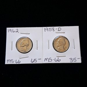 High Uncirculated Grade Jefferson Nickels - 1962 and 1958D