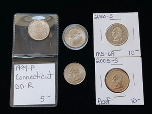 Lot of (5) Assorted Washington Quarters - Statehood & Proof Coins