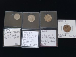Lot of (4) Assorted US Mint Error & Variety Coins - Nickels, dime & Quarter (DDO, RPM, Die Cracks)