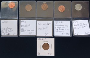 Lincoln Wheat & Memorial Cent Error Lot feat. 1943 Steel, 1924-D Key Date & Die Breaks