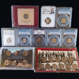 Lot of (25) Premium U.S. Coin Items  Slabbed Proofs, Commemoratives & WWII Silver Nickel Set (Many PCGS)