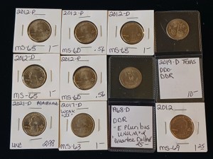 Lot of (10) Collector Coins  Assorted 2012, 2017 & 2021 Quarters, Error Varieties (DDRPDO) & More