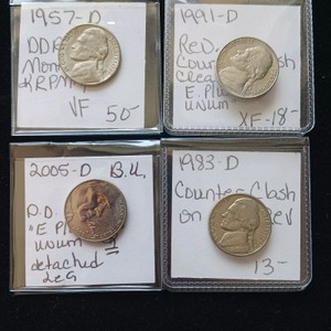 Vintage Jefferson & Bison Nickel Variety Collection (4 Coins) - Die Clashes, DDR & Mint Errors