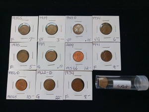 Lot of 11 Vintage Lincoln Cents (19191956) Featuring 1922-D Semi-Key Date & 2009 Bicentennial  Bonus S-Mint