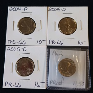 Lot of 4 Jefferson Nickels (2004-P, 2005-D, 1962)  Proof & Mint State Varieties