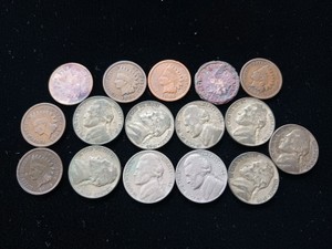 Vintage U.S. Coin Lot Indian Head Cents, Buffalo Nickels, 35% Silver War Nickels