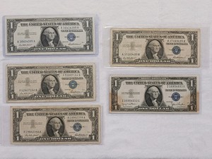 Lot of (4) Vintage Series 1957   (1) 1934D $1 Silver Certificates - Blue Seal US Currency Notes