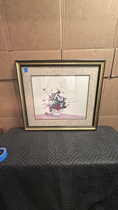 Framed piece features an Ikebana floral art lithograph capturing a traditional Japanese flower arrangement.  Signed and numbered 434950