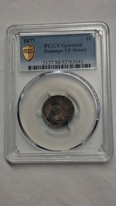 1877 PCGS GRADED INDIAN HEAD PENNY.  SUPER RARE.  NO RESERVE.