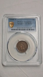 1908-S INDIAN HEAD PENNY PCGS GRADED, SUPER RARE.  NO RESERVE