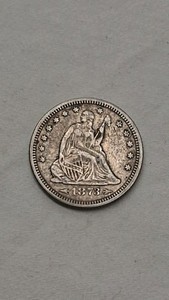 1873 Seated Liberty Silver Quarter With Arrows.  Nice Coin. %90 Silver