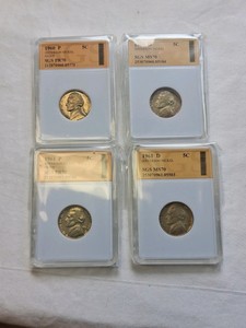 4 GRADED JEFFERSON NICKELS