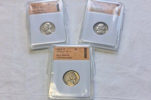 1966,1967,1968 GRADED JEFFERSON NICKELS