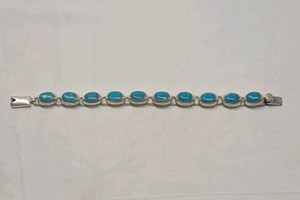 STERLING SILVER BRACELET WITH TURQUOISE, MARKED 925