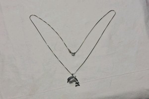 Sterling silver Dolphin Necklace and Pendant, Marked 925