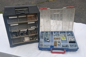 2 HARDWARE ORGANIZERS FULL OF HARDWARE