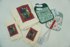 Holiday Themed Towels, Hot Pads, Whip
