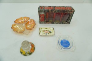 Vintage Marigold Glass, 12 Gauge Shot Glasses, VintageAntique Ashtrays