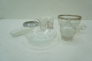 Antique Frank M Whiting $ Co. Sterling Silver and Chrystal bottle coaster, small Crystal creamers, footed dish, and other pieces