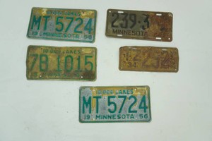 Lot of 6 Antique License Plates 1930s-1950s