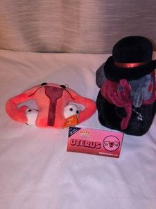 GIANTmicrobes Uterus plush and Alter Egos Plague Doctor Demon plush