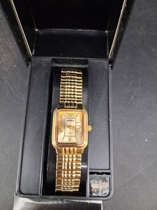Benrus Quartz Gold-Tone Rectangular Wristwatch
