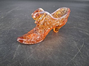 Old Virginia Glass Handmade Amber Art Glass Shoe Slipper