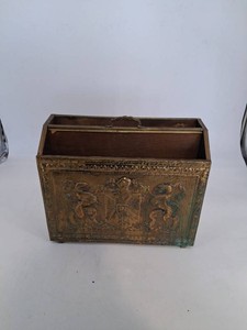 Embossed Metal Heraldic Two-Compartment Letter Holder
