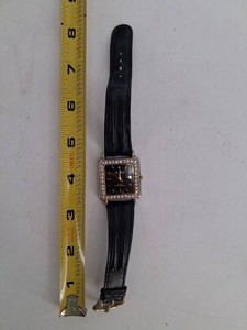 Ma Bella 5892 Rhinestone-Set Quartz Watch Black Strap