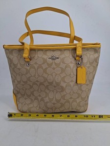 Coach Signature Canvas Tote Bag With Leather Trim