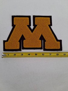 Chenille Letter M Patches Gold & Black (Lot of 2)