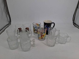 Vintage Character Glasses & Mugs Mixed Lot - Disney, Flintstones & Wizard of Oz 11pc