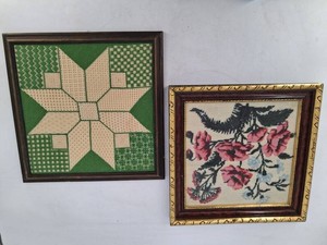 Vintage Framed Needlepoint & Cross-Stitch Artwork (Lot of 2)